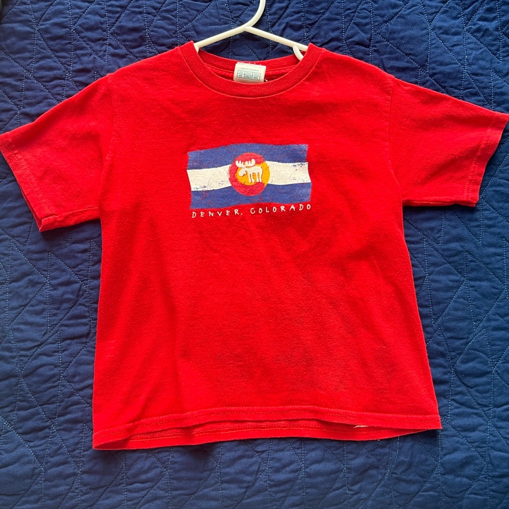 Red Kids 4T tShirt with Denver Colorado moose Print